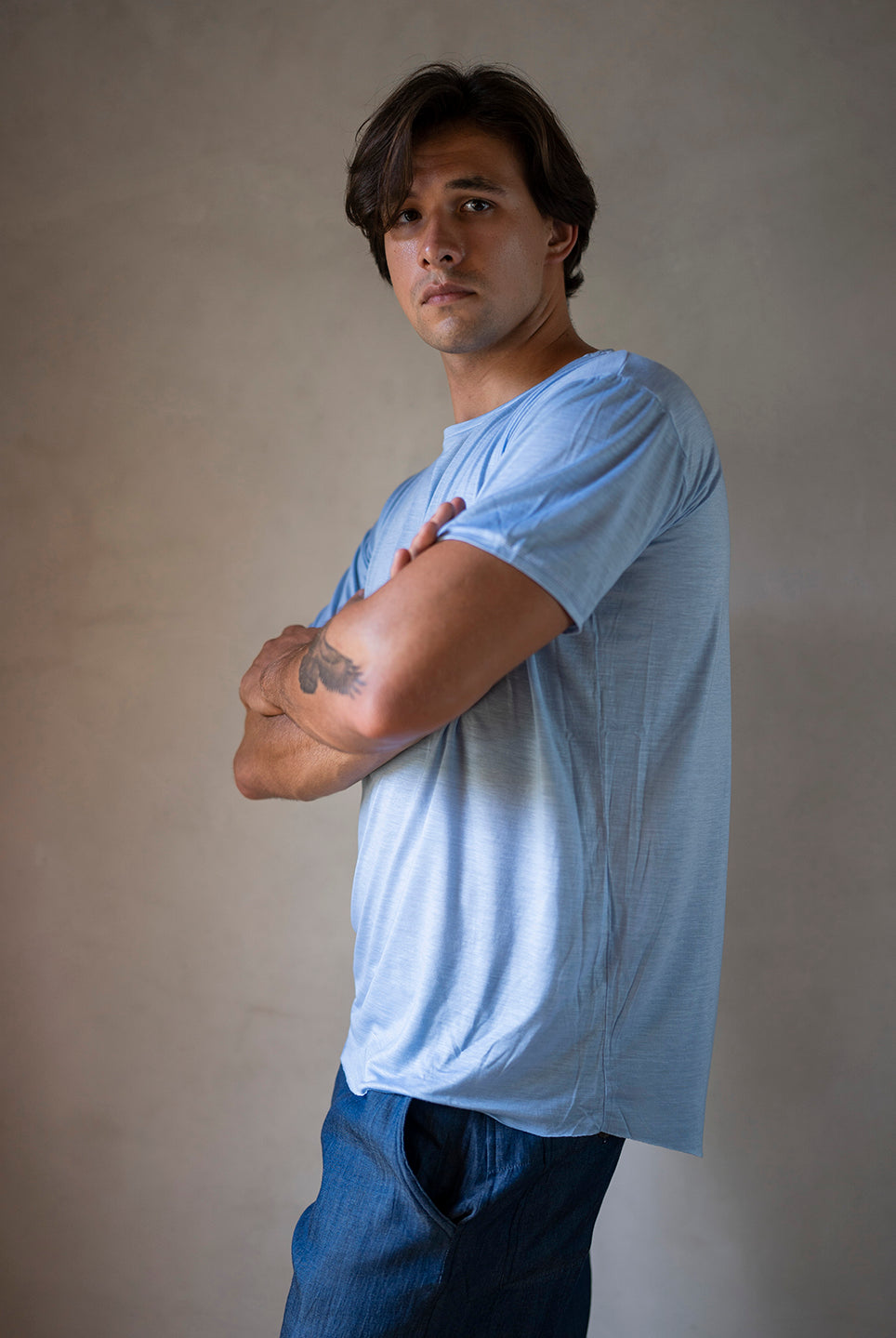 MEN TEE BLUE DENIM
