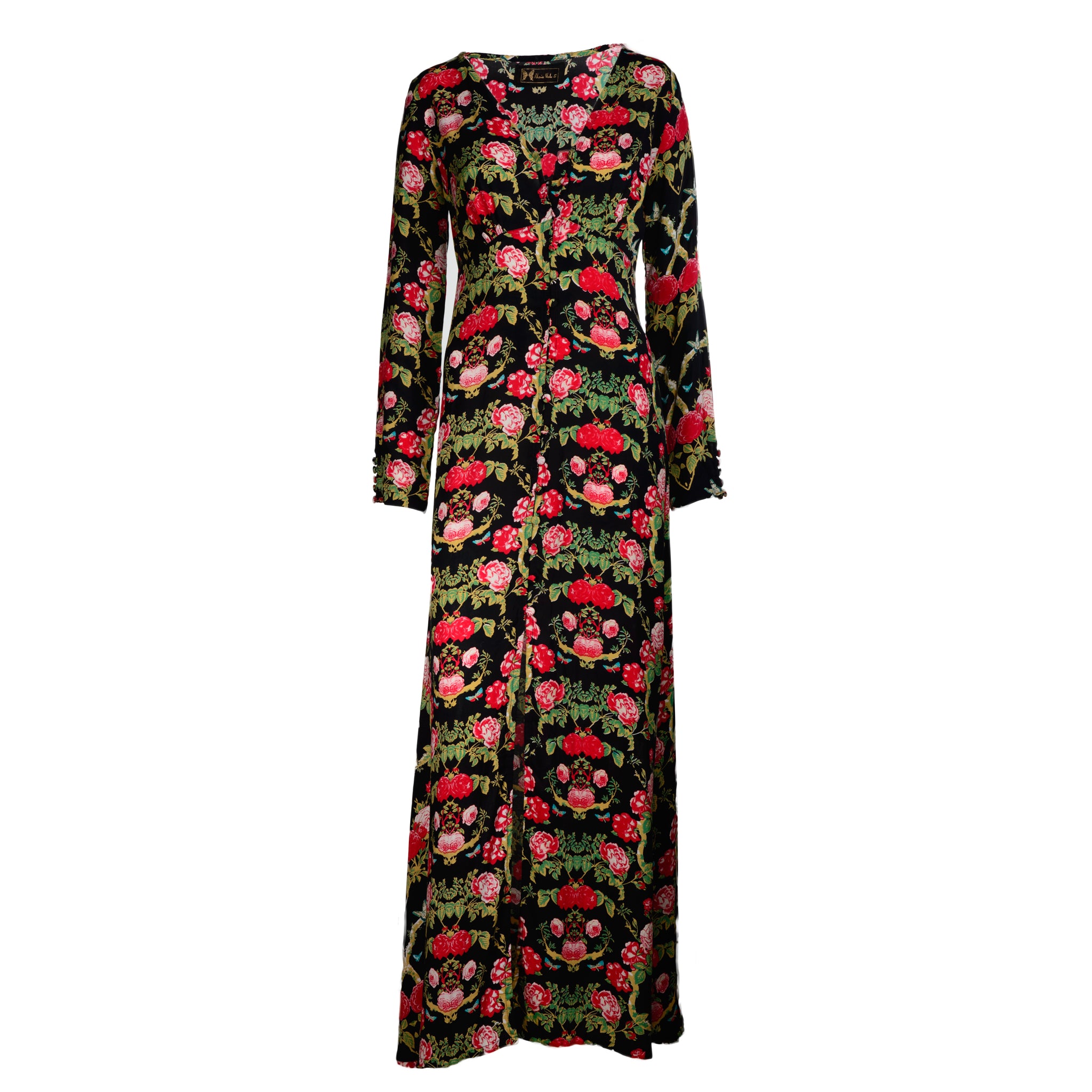MAXI LONG DRESS BLACK FLORAL