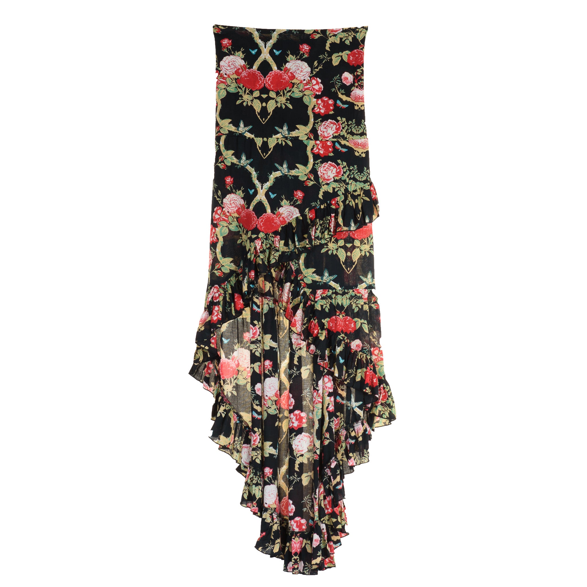 MAXI GYPSY SKIRT BLACK FLORAL (TENCEL)