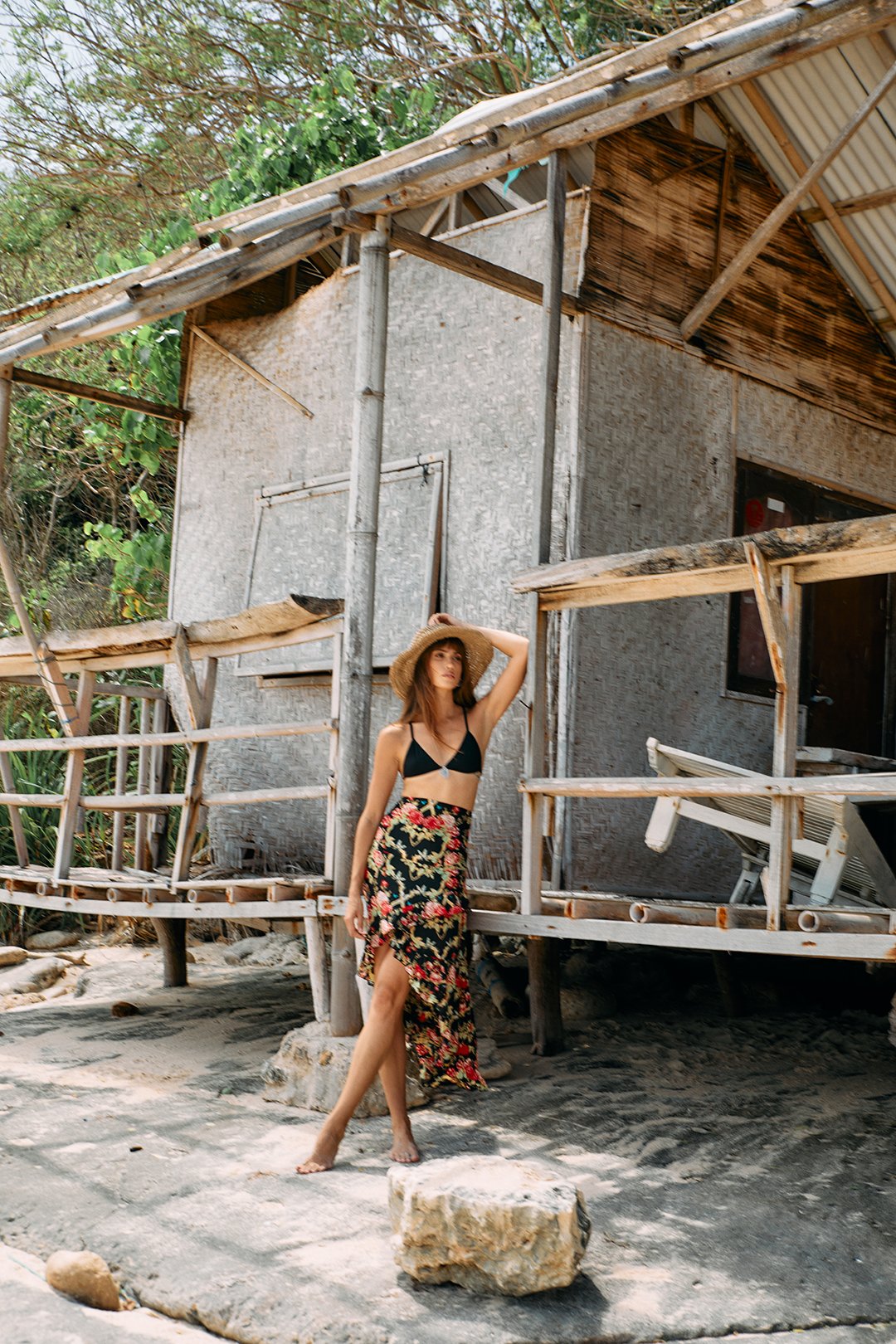 MAXI GYPSY SKIRT BLACK FLORAL (TENCEL)