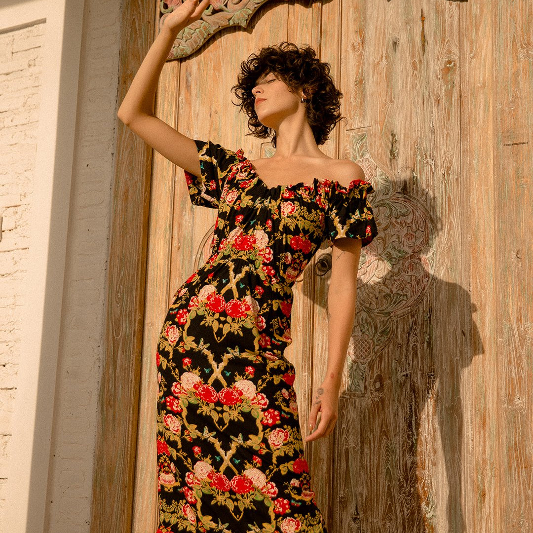 LOVELY LOLITA DRESS BLACK FLORAL