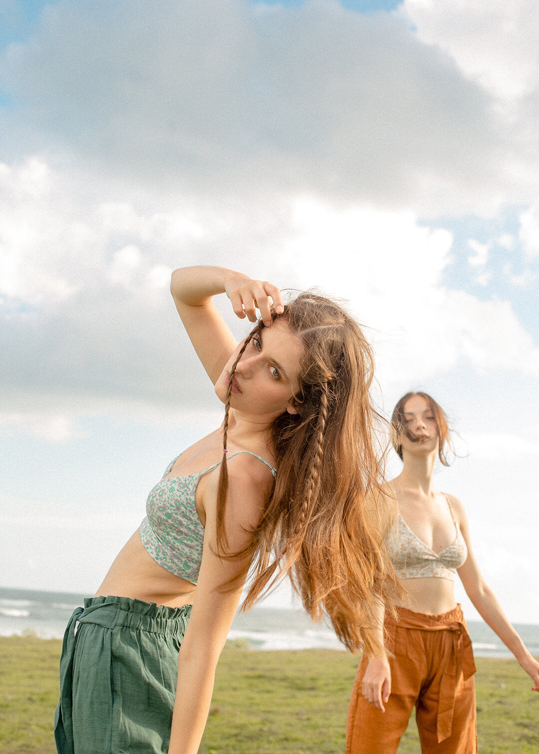 BAMBOO CROP TOP PAISLEY BLUE