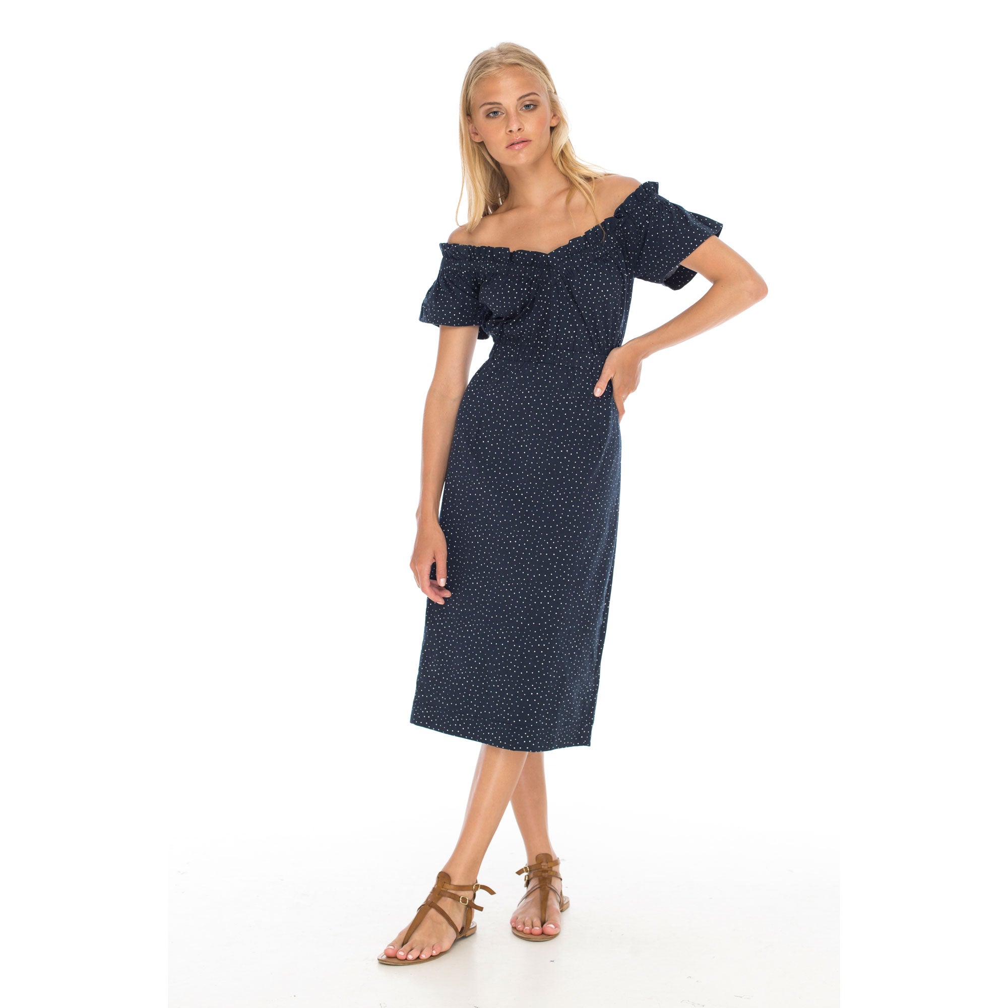 LOVELY LOLITA DRESS NAVY DOTS