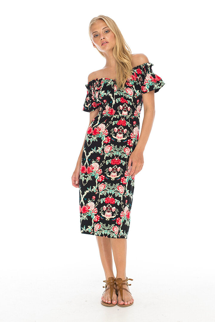 LOVELY LOLITA DRESS BLACK FLORAL