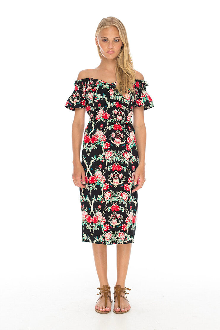 LOVELY LOLITA DRESS BLACK FLORAL