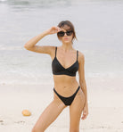 MINI CROP TOP FOLK BLACK