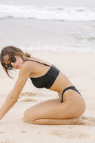 MINI CROP TOP FOLK BLACK