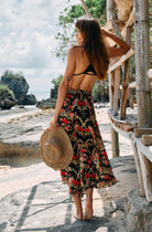 MAXI GYPSY SKIRT BLACK FLORAL (TENCEL)