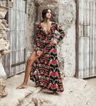 MAXI LONG DRESS BLACK FLORAL