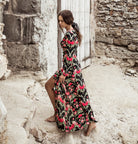 MAXI LONG DRESS BLACK FLORAL