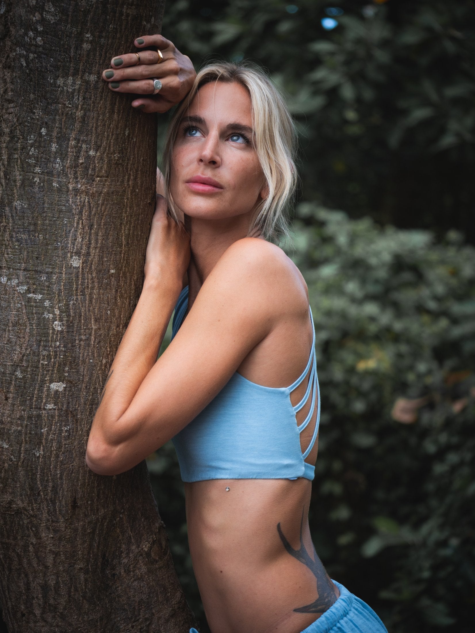 MULTI STRAPS TOP BLUE DENIM