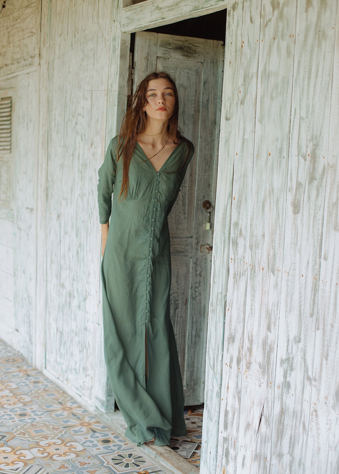 BOHEME MAXI DRESS ARMY