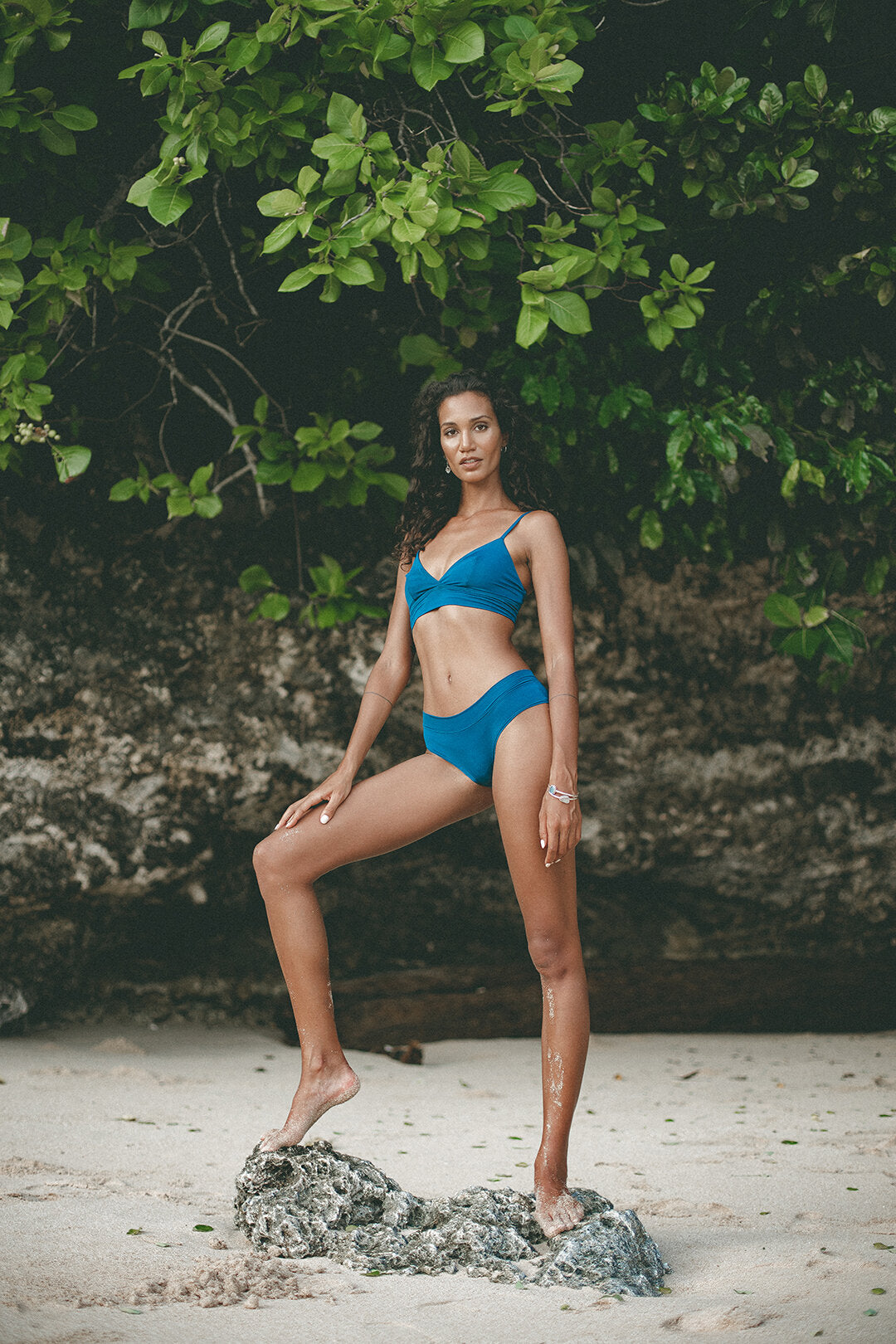 MINI CROP TOP SHINE BLUE TROPIC