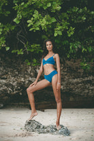 MINI CROP TOP SHINE BLUE TROPIC