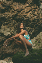 BAMBOO CROP TOP BLUE FLORAL