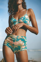 BAMBOO CROP TOP BLUE FLORAL